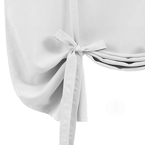 Dwcn Blackout Curtains-Tie Up Shade For Window Thermal Insulated Room Darkening Rod Pocket Curtains For Kitchen, Greyish White, W42 X L63 Inches, 1 Panel #TOP5