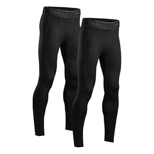 DANISH ENDURANCE Compression Tights for Men, Running Leggings, Quick Dry, Gym Sports & Workout, Anti Chafing, Base Layers Men Bottoms, 2-Pack