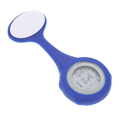 UPKOCH ナーステーブル pocket watch ふわふわキーホルダー ポンポン 導かれた 時計クリップデジタル 製品 窓 丸文字盤のナースウォッチ ドクターウォッチ シリカゲル Blue