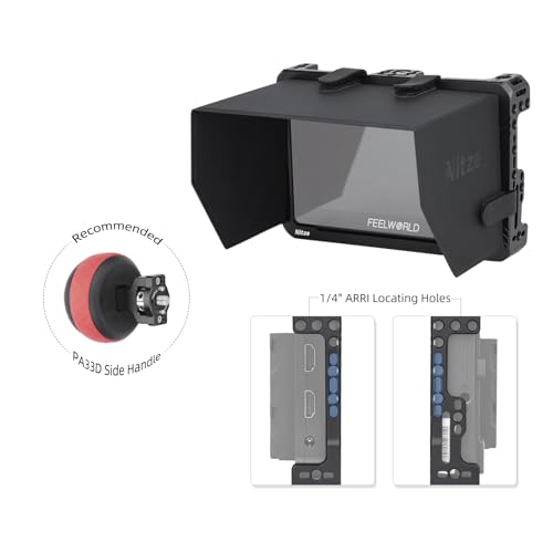 Image of Nitze Monitor Cage Kit,with HDMI Cable Clamp and LS5-B2 Sunhood Built-in Multiple 1 /4 inch Threaded Holes,for SLR Camera Monitor,Compatible with Feelworld F6 PLUSX / F6 Plus / F5 PRO / F5 Prox