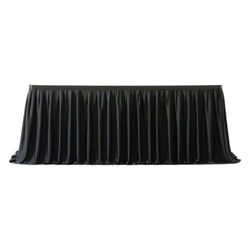 Falda De Mesa De Fiesta – Falda De Mesa De Fiesta Con Volantes Negros, Cubierta De Mes Rectangular, Faldas De Escritorio Decorativas, Accesorio Elegante Y Duradero Para Bodas, Banquetes, Bautizos, Na