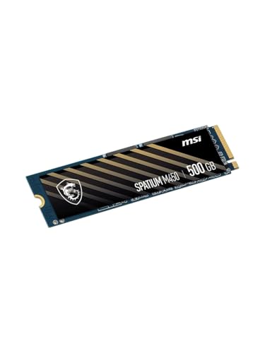 Image of MSI SSD SPATIUM M450 PCIe 4.0 NVMe M.2 500GB V1 - Internal Solid State Drive, up to 3600 MB /s Read & 2300 MB /s Write, PHISON E19T Controller, 3D NAND, Built‑In Data Security, 5‑Year Warranty (300 TBW)