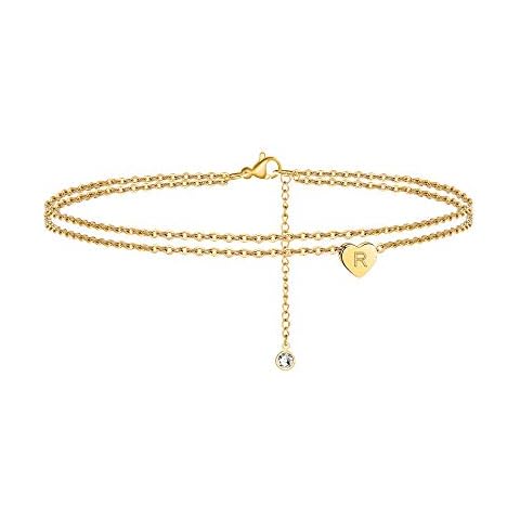 Ursteel 14K Gold Plated Initial Anklet Cover