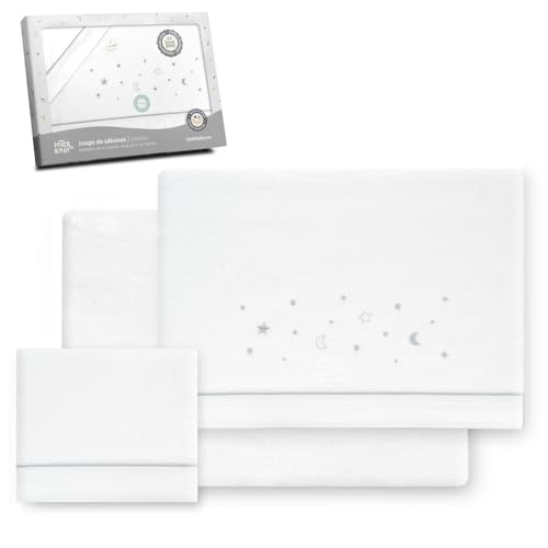 Linge de lit flanelle Interbaby Underzy avec drap plat blanc gris