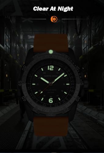 Image of NORTH EDGE Solar Powered Aviation Women Men's Watch, 50M Waterproof, Luminous Dial, Silicone Strap (46mm), Modern