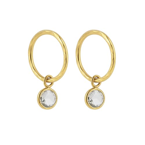 24K Gold Plated 925 Solid Sterling Silver Faceted Sleeper Hoop Earrings For Women | Gold Plated Dainty Round Zirconia Drop Dangle Charm Earring - Mini CZ Hoops