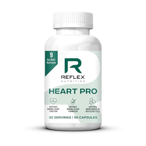 Reflex Nutrition Heart Pro for Blood Pressure and Healthy Cholesterol - Comprehensive Cardio Support with Garlic, Vitamin B12, Potassium, Cocoa, Ginger -Boost Heart Health & Circulation (90 Capsules)