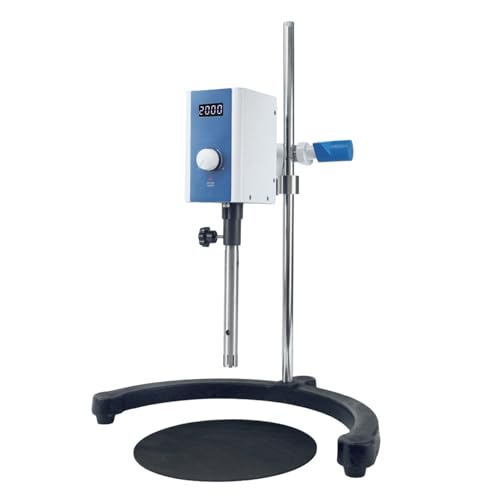 VISOSCI High Speed Homogenizer Lab Disperser Emulsifier,2000-20000rpm Digital High Shear Emulsion Mixer,20-1200ml Homogenize Dispersion Machine with 2 Work Heads(12mm&18mm),Max Viscosity 5000mpas