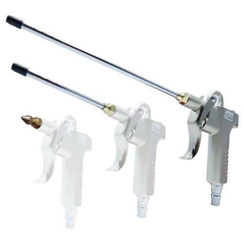 CCLIFE Druckluftpistole Luftblaspistole 1/4 Druckluft-Ausblaspistole Hochdruck Ausblaspistolen Pneumatische Luftkompressor Reinigungswerkzeug für industrielle Reinigungsprozesse mit 3 Düsen 10 bar