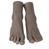 YEEFAIRY Silikon Fußmodell Realistisch Künstlich Mannequin für Schuhanzeige Socken Fußkette Schmuck Hausschuhe Display Fußfetisch Kunstsammlung (1 Paar Männliche Größe 40EU Füße, Dunkelschwarz)