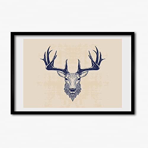 Cadre MDF Tulup 60x40 cm pour Habiller un Mur Vide Tableau Cerf Peinture