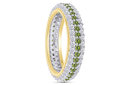 Jewel Zone US Round Cut Green Simulated Peridot Eternity Ring in 14K Gold Over Sterling Silver3