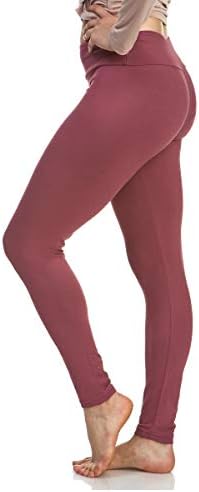 Lush Moda Women's Basic Leggings with Yoga Waist- Extra Soft and Variety of Colors - Mauve