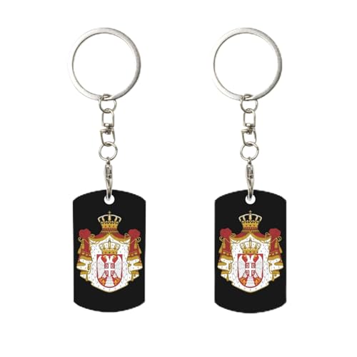 Porte-clés à clip avec armoiries de Serbie, porte-clés rectangulaire en métal personnalisé, pour la maison, le bureau et la moto