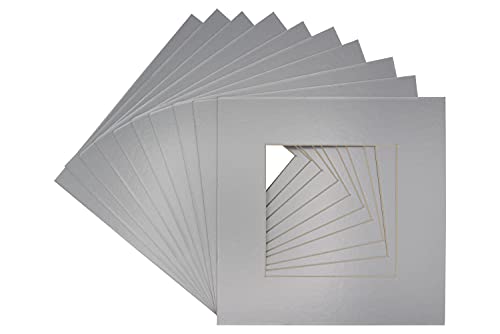 CountryArtHouse Metallic Silver Acid Free 13x13 Square Picture Frame Mat with White Core Bevel Cut for 9x9 Pictures - Fits 13x13 Frame - Pack of 1 Matboard Show Kit with Acid Free Backing & Clear Bag