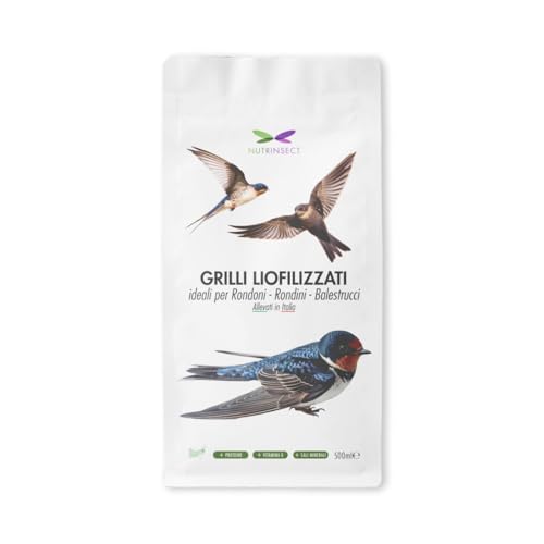 Nutrinsect - Grillos Liofilizados - Alimento Natural Ideal para Aves insectívoras como Golondrinas, Vencejos y Aviones a Base de Grillos Liofilizados, Paquete de 500 ml