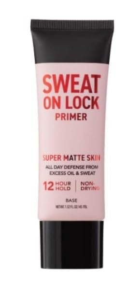 Sweat On Lock Transfer Resistant Face Primer, 12-Hour Long Wear Makeup Primer, Sweat Resistant Makeup Grip, Lightweight Oil-Free Formula, 1.52 Fl Oz
