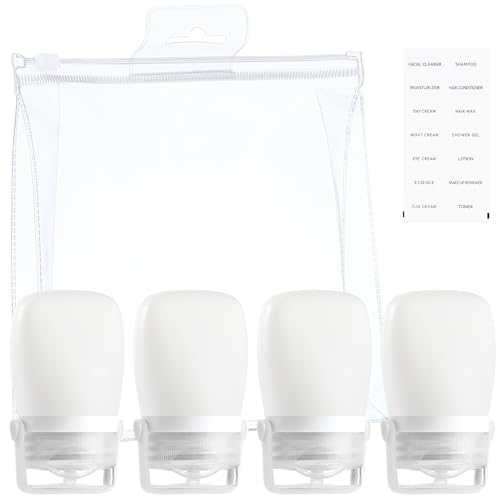 RONRONS Silicone Travel Bottles,1oz Mini Ketchup Squeeze Salad Dressing Sauce Bottles Small Leak Proof TSA Approved Container for Shampoo Conditioner Toiletries(4 Pieces