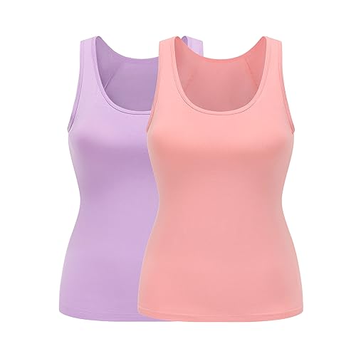 Image of Womens Modal Built-in Bra Padded Camisole Yoga Tanks Tops