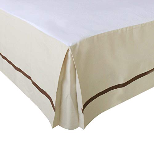 Gireshome Luxury Bed Skirt/Dust Ruffle?Cotton Canvas 15 inch Tailored Drop ? Wrinkle & Fade Resistant Linens (Beige, Queen)