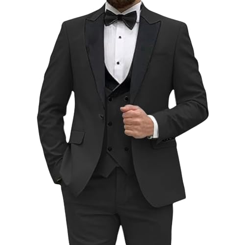 3 Piece Mens Suits,Slim Fit Suits Set for Men,Double Breasted Suit for Weddings and Parties