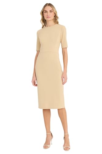 Image of Donna Morgan Women's Curved Waist Seam Crepe Workwear Dress Career Office Desk to Dinner Event Occasion Guest of