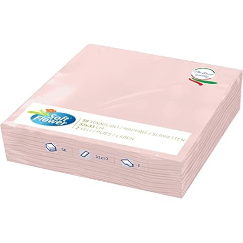 Sterling Ventures Soft Flower Paper Napkins Coloured Serviettes Tissues 2 Ply 50 Sheets (33 x 33cm, Pink) Cover