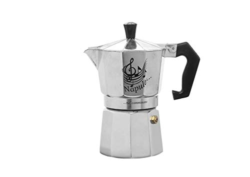 CAFFETTIERA 3 TAZZE NAPULE E' MOKA MACCHINA DA CAFFE' IN ALLUMINIO ARGENTO PER CAFFE' ESPRESSO ITALIANO IDEA REGALO