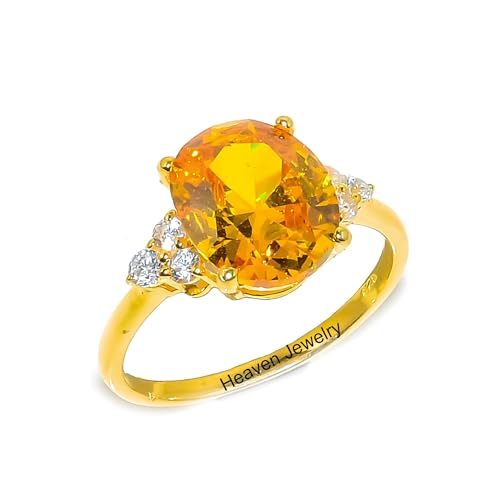 925 Solid Silver Band | Yellow Topaz Handmade Gemstone Cubic Zirconia Rings For Women & Girls | 10 x 12 mm | Oval Shape Ring |2