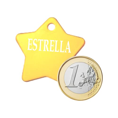 Ibera gifts - Hundemarke mit Gravur - Personalisierte Hundemarke in Sternform für kleine und mittelgroße Haustiere - Hundemarke personalisiert aus Aluminium