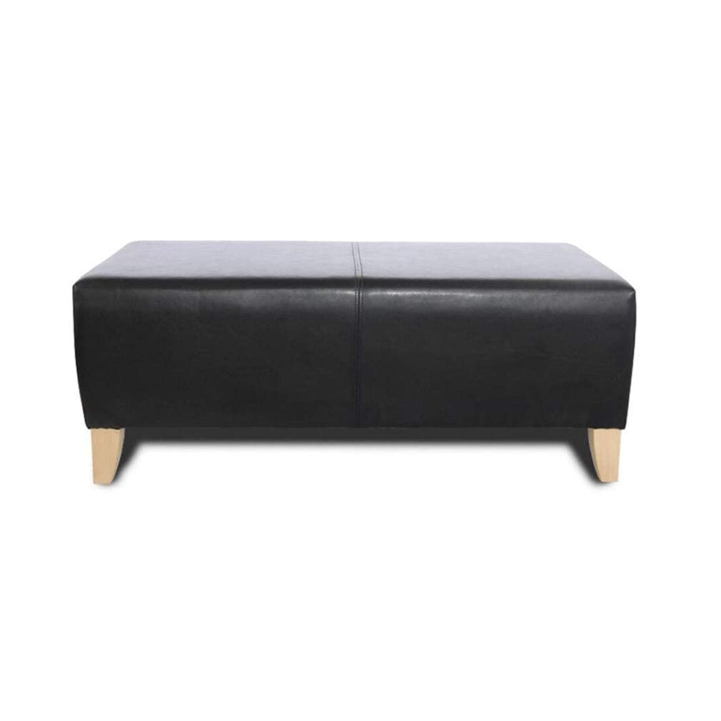 Taboret do Siedzenia Tapicerowany podnóżek, prostokątne nogi z litego drewna ze sztucznej skóry, czarny taboret (kolor: 40 cm)