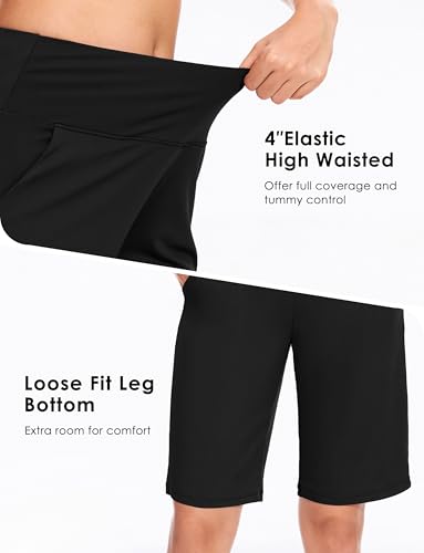 Blouty Women's 9" Bermuda Long Shorts Knee Length with Pockets High Waisted Shorts for Women Lounge Walking Athletic4