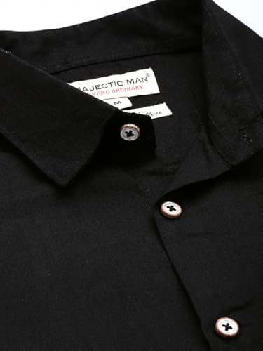 Image of Majestic Man Men Slim Fit Pure Cotton Solid Half Sleeve Casual Shirt
