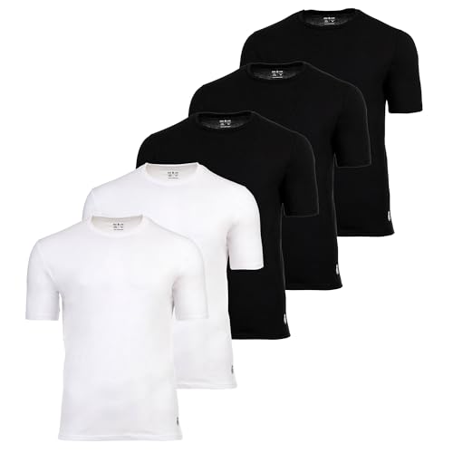 Real Madrid T-Shirts Herren 5er Pack Offizielles Lizenzprodukt | Unterziehshirts 100% Baumwolle | Fangeschenk Männer mit Logo| Schwarz/Weiß XXL