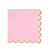 Sparkle and Bash 100 Pack Pink Scalloped Cocktail Napkins with Gold Foil Accents for Bridal and Baby Shower (3-Ply, 5 x 5 In)