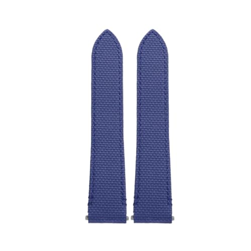 FKM ���o�[���v�o���h Cartier Santos De WSSA0009 WSSA0010 �ƌ݊�������A�N�C�b�N�����[�X�����p�t�b�f�S���X�g���b�v 19mm 21mm(Blue-No buckle,21mm)