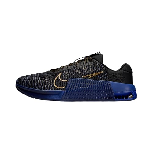 Nike Metcon 9 AMP Men's Workout Shoes (HF1098-001, Black/Deep Night/Copper Moon/Blue Void) Size 7