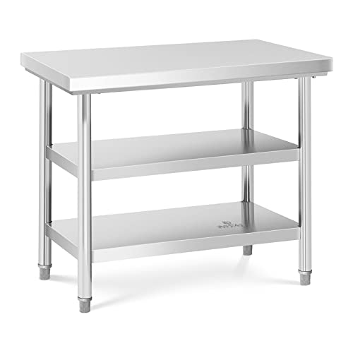 Royal Catering Table De Travail en INOX Plan Cuisine Pro Professionnel Préparation Boucher Acier...