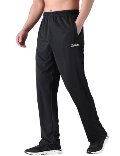 Zoulee Men's Warm-Up Open Hem Track Pants Lightweight Sweatpants with Zipper Fly3