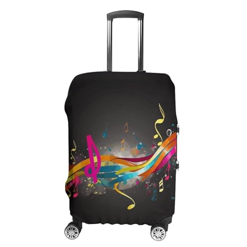 Colorful Musical Note Printed Luggage Cover Protector, Fits 18-32 Inch Luggage