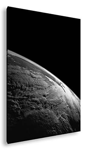 deyoli El globo terráqueo formato: 75 x 50 cm, efecto: negro/blanco como lienzo, diseño listo enmarcado en marco de madera auténtica, impresión digital de alta calidad con marco