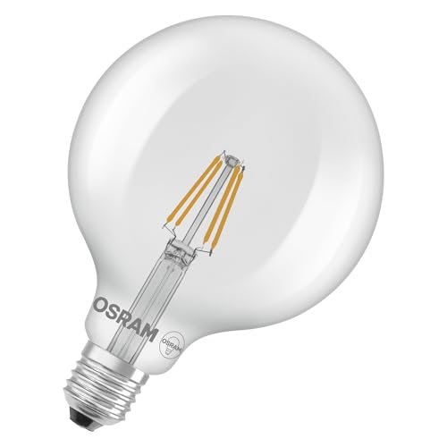 OSRAM Lampada LED Star Globe G125 40 Filament, 2700 K bianco caldo, 3,4 W, E27, trasparente, 470 lm, 15.000 h, per apparecchi a sospensione, forma sferica grande