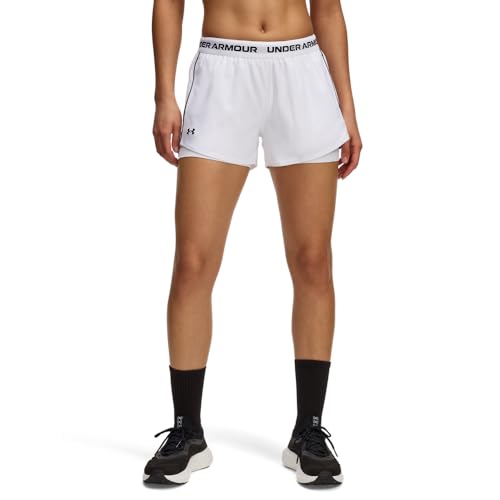 Under Armour Women's UA Tech Play Up 2-in-1 Shorts Parte Inferior, Blanco, Negro, S para Mujer