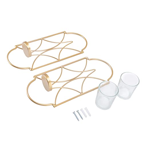 MISNODE 2 PCS Wall Hanging Candle Holder Vintage Iron Candlestick Holder, European Retro Candle Stand Decorative Candle Holder for Wedding Party Spa Formal Events Dinning(Gold)