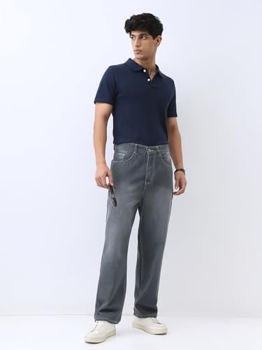 Image of Urbano Fashion Men's Loose Baggy Fit Washed Jeans Non-Stretchable