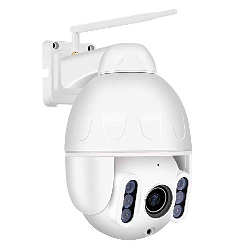 Dericam Caméra dôme IP 1080P PTZ WiFi, Mini-caméra de Surveillance extérieure, Audio bidirectionnel, Zoom Optique 4X, Vision Nocturne IR, étanche, Détecteur de Mouvement, Logement de Carte SD Externe