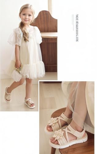 Toddler Girls Open Toe Sandals Flower Summer Beach Flats Princess Dress Shoes Slippers2