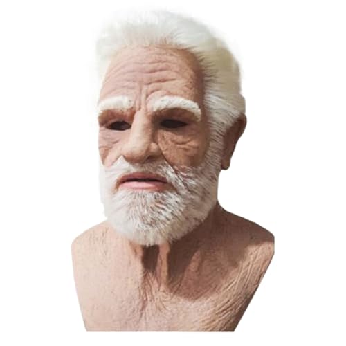 Máscara realista de idoso, máscara facial realista de látex, acessórios assustadores para toda a cabeça, acessórios para festa de cosplay de Halloween