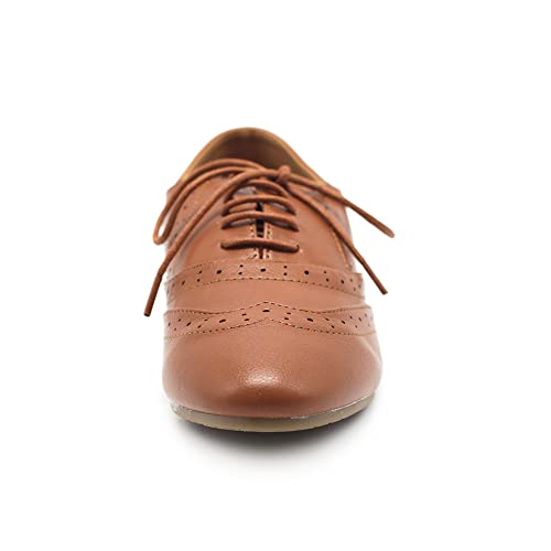Ollio M-1914-BRN-9-4 Womens Shoes Classic Lace Up Dress Low Flats Heels Oxfords M1914(9 B(M) Us thumb #2