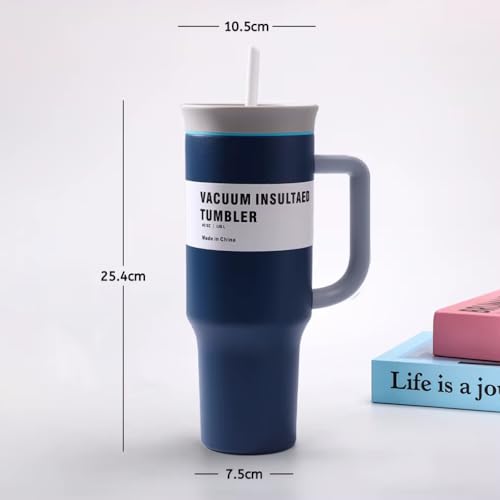 Image of HomeCloud 1200ml Insulated Coffee Tumbler with Lid - Double Wall Travel Mug for Hot & Cold Drinks, Leak-Proof, Durable, Portable, Stylish Stainless Steel Design (Dark Blue)